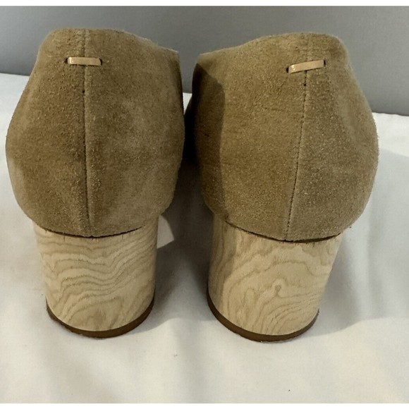 AEYDE Tan Suede Peep Toe Pumps Round Heeled Shoes Womens Size 36 (6 US) - Picture 3 of 8